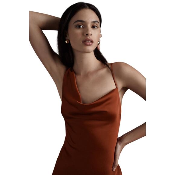 BHLDN August Satin Charmeuse Midi Dress Size US 10 NEW - Picture 3 of 14